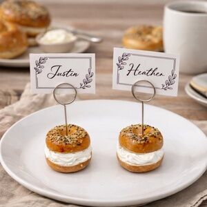 Everything Bagel Place Card Holder, Breakfast Food Label, Mini Photo Holder